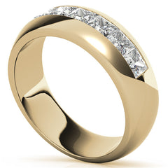 8MM Princess Cut Moissanite Men's Wedding Band in White Gold