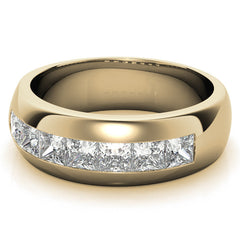 8MM Princess Cut Moissanite Men's Wedding Band in White Gold