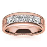 7mm Princess Cut Channel Set Moissanite Five Stone Wedding Band