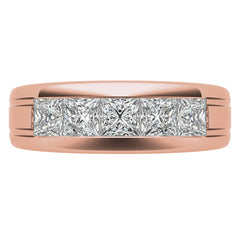 7mm Princess Cut Channel Set Moissanite Five Stone Wedding Band