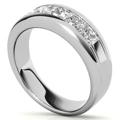 7mm Princess Cut Channel Set Moissanite Five Stone Wedding Band