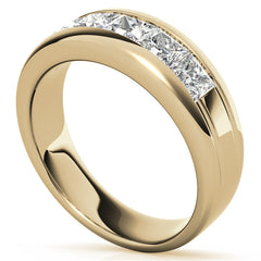 7mm Princess Cut Channel Set Moissanite Five Stone Wedding Band