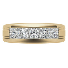 7mm Princess Cut Channel Set Moissanite Five Stone Wedding Band