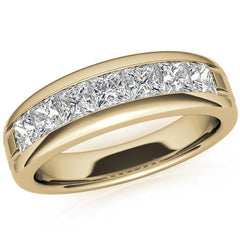 6mm Princess Cut Moissanite Men's Channel Set Wedding Band