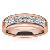 6mm Princess Cut Moissanite Men's Channel Set Wedding Band