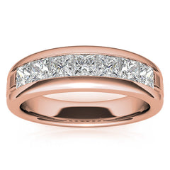 6mm Princess Cut Moissanite Men's Channel Set Wedding Band