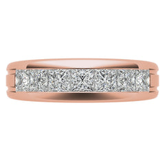 6mm Princess Cut Moissanite Men's Channel Set Wedding Band