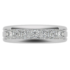 6mm Princess Cut Moissanite Men's Channel Set Wedding Band