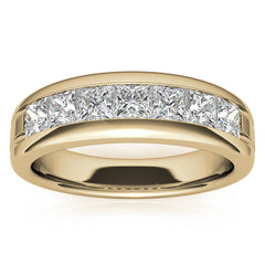 6mm Princess Cut Moissanite Men's Channel Set Wedding Band