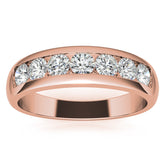 6mm Round Cut Seven Stone Men's Wedding Band in Rose Gold