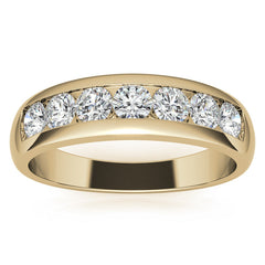 6mm Round Cut Seven Stone Men's Wedding Band in Rose Gold