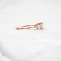 Morning Light, Bloom Petal Round Moissanite Engagement Ring