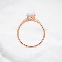 Morning Light, Bloom Petal Round Moissanite Engagement Ring