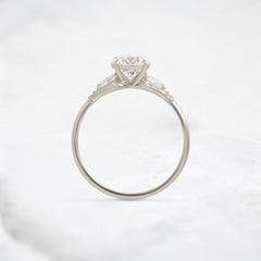 Morning Light, Bloom Petal Round Moissanite Engagement Ring