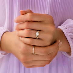 Morning Light, Bloom Petal Round Moissanite Engagement Ring