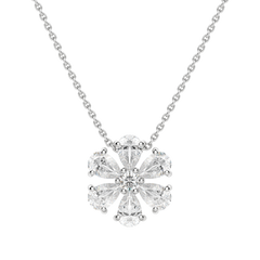 0.7 CT Pear and Round Cut Petal Necklace Moissanite Diamond Necklace