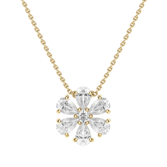 0.7 CT Pear and Round Cut Petal Necklace Moissanite Diamond Necklace