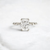Radiant Cut 2.0CT Moissanite Engagement, Style Focal Pave Band