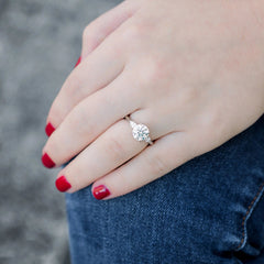 2.0CT Round & Pear Cut Moissanite 3 Stone Engagement Ring