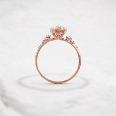 Round Bezel Set Floral Cluster Moissanite Engagement Ring