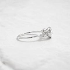 Round Bezel Set Floral Cluster Moissanite Engagement Ring