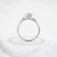 Round Bezel Set Floral Cluster Moissanite Engagement Ring