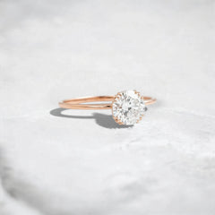 1CT Round Diamond Solitaire Engagement Ring Unique Triple-Prong