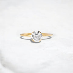 1CT Round Diamond Solitaire Engagement Ring Unique Triple-Prong