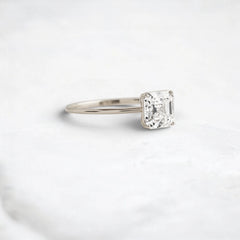 Solitaire Asscher Cut 2.5CT Moissanite Focal Engagement Four Prongs Solid 14k Gold