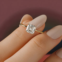 Solitaire Asscher Cut 2.5CT Moissanite Focal Engagement Four Prongs Solid 14k Gold
