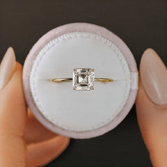Solitaire Asscher Cut 2.5CT Moissanite Focal Engagement Four Prongs Solid 14k Gold