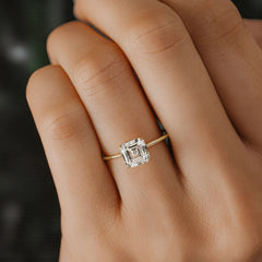 Solitaire Asscher Cut 2.5CT Moissanite Focal Engagement Four Prongs Solid 14k Gold
