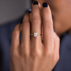 Solitaire Asscher Cut 2.5CT Moissanite Focal Engagement Four Prongs Solid 14k Gold