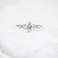 Sunlit Soul Round Cut Moissanite Engagement Platinum Ring