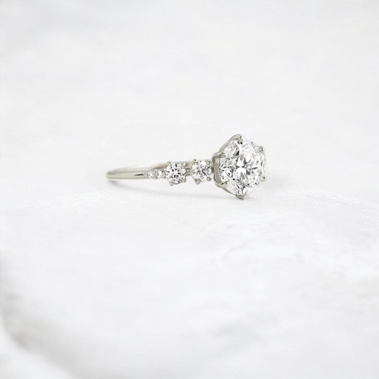 Round Moissanite Engagement Platinum Ring