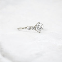 Round Moissanite Engagement Platinum Ring
