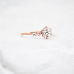 Round Moissanite Engagement Rose Gold Ring