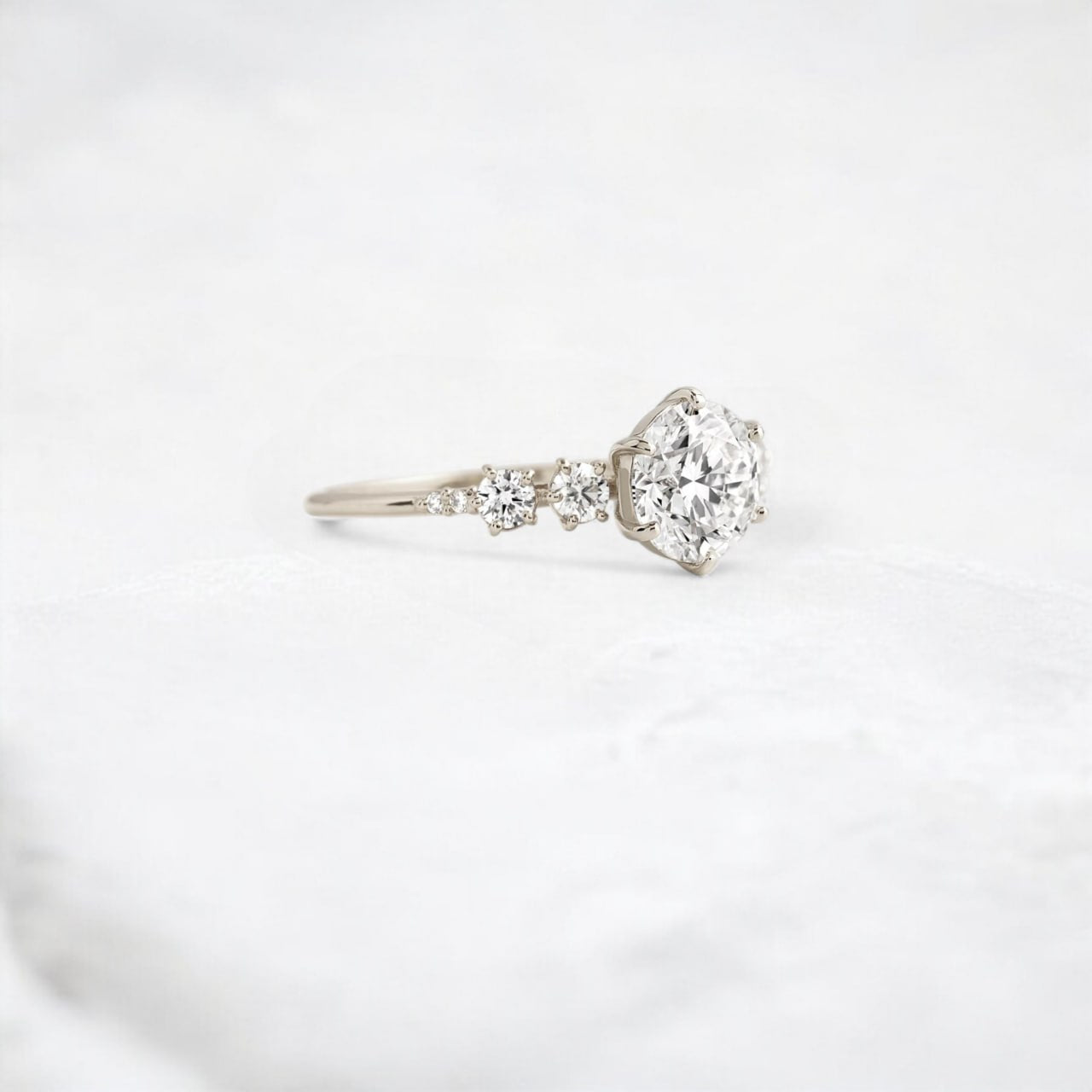 Round Moissanite Engagement White Gold Ring