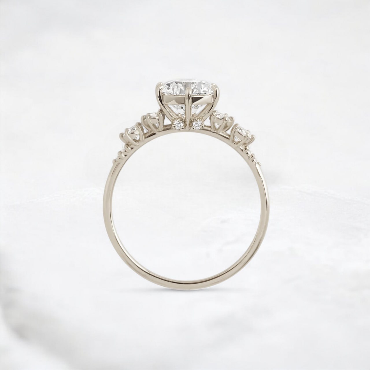 Sunlit Soul Round Moissanite Engagement White Gold Ring