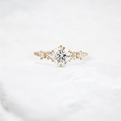 Sunlit Soul Round Moissanite Engagement Gold Ring