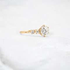 Round Moissanite Engagement Gold Ring