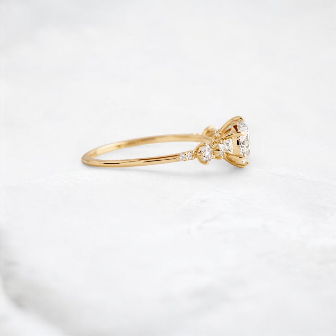 Sunlit Soul Round Moissanite Engagement Gold Ring