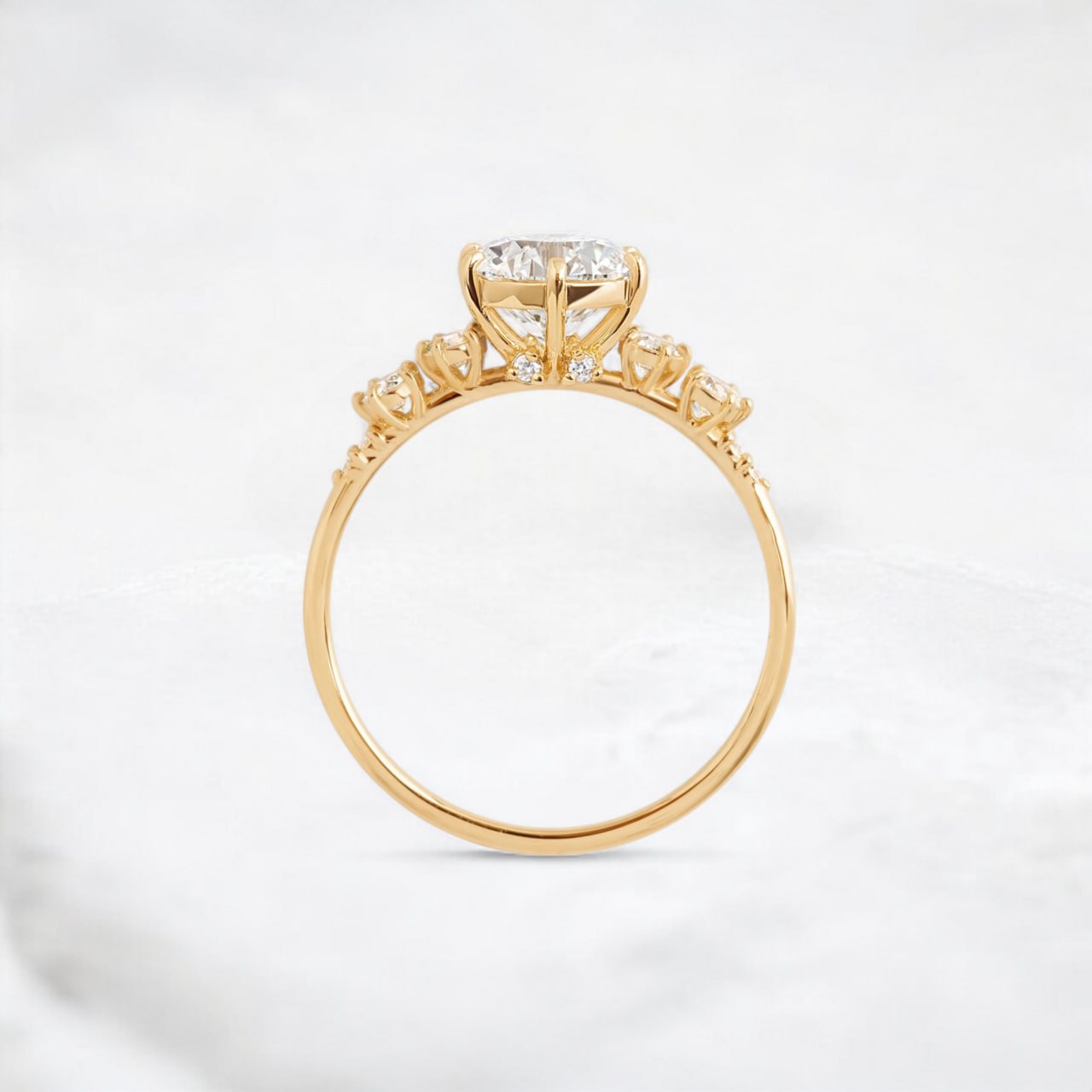 Sunlit Soul Round Moissanite Engagement Yellow Gold Ring