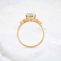 Sunlit Soul Round Moissanite Engagement Yellow Gold Ring