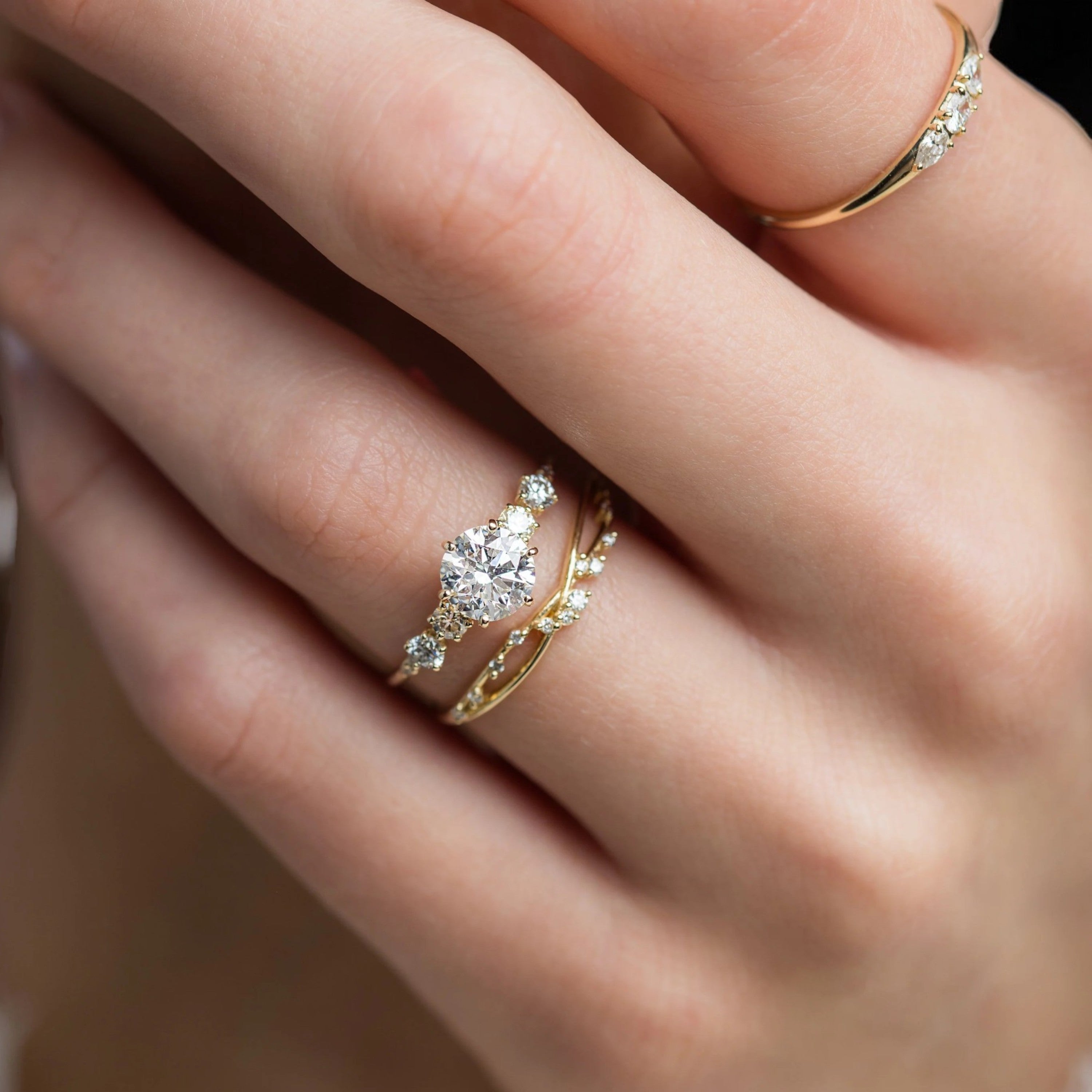 Sunlit Soul Round Cut Moissanite Engagement Gold Ring