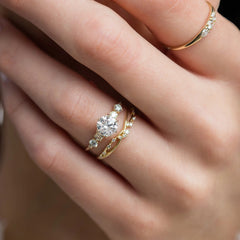 Sunlit Soul Round Cut Moissanite Engagement Gold Ring