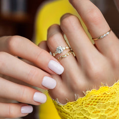 Sunlit Soul Round Moissanite Engagement Gold Ring