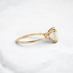 Three Stone 3.0CT Asscher Cut Moissanite Accented Two Marquise And Eight Round Four Prong