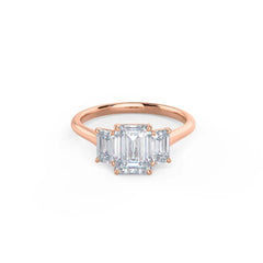2.0CT Emerald Cut Moissanite Diamond Three Stone Engagement Ring