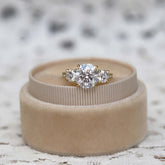 2.0CT Round Brilliant Cut Moissanite Three Stone Pave Diamond Engagement Ring